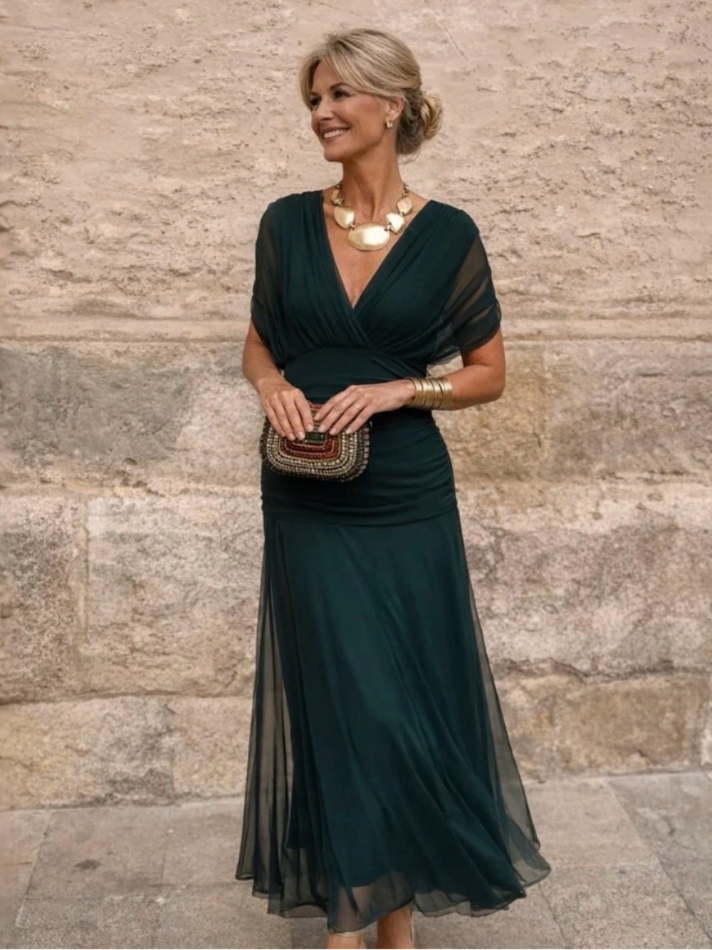 Elegant V-Neck Maxi Dress